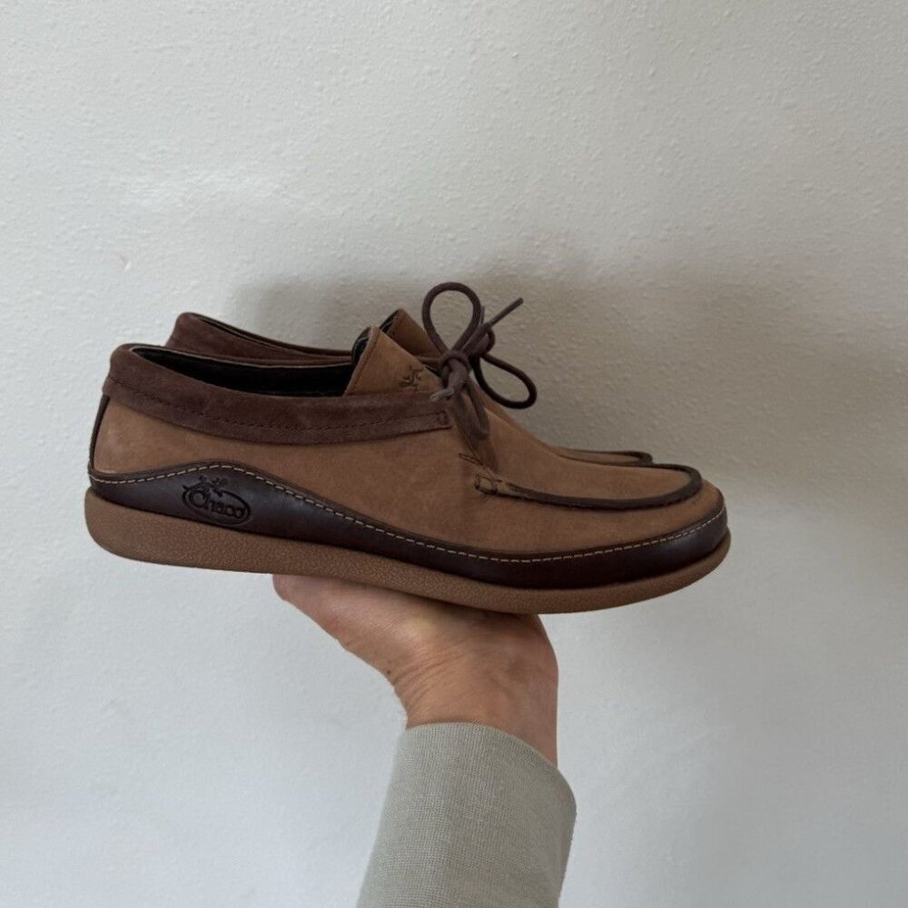 Chaco Pineland Moc Pinecone Brown Leather Loafers Shoes US Women's 7 Lace Up - Picture 2 of 5